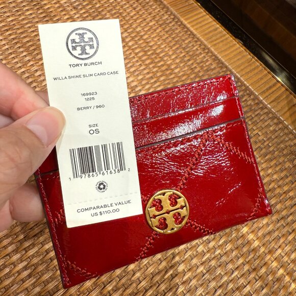 Best Price‼️Tory Burch Willa Slim Card Case 169923 Berry $110 - Picture 4 of 4